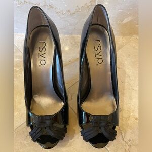 RSVP Open Toe, Black Patent Leather Heels